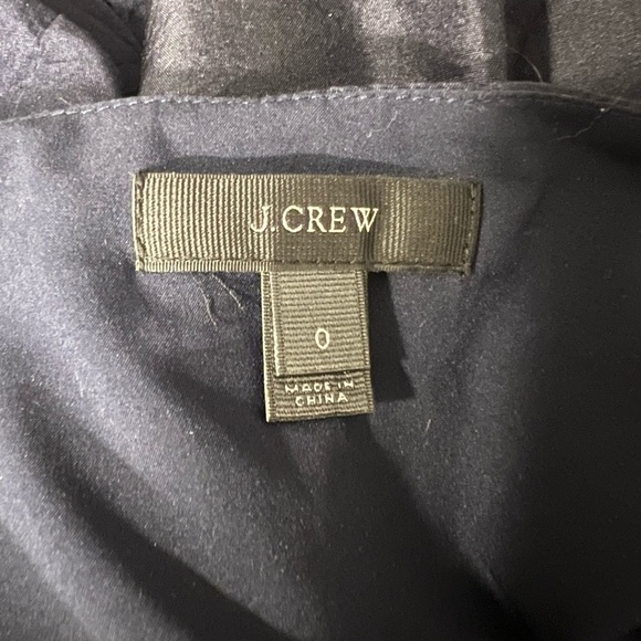 J. Crew 100% Silk Tie-Shoulder Peplum Top  - Navy | Size 0 - Picture 3 of 11
